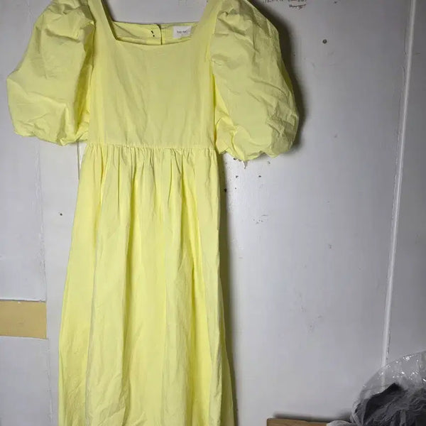 [BUNJANG] Puff Sleeve Dress Yellow / 퍼프90~95. 소매 원피스 옐로우.가단 40cm길이107cm
