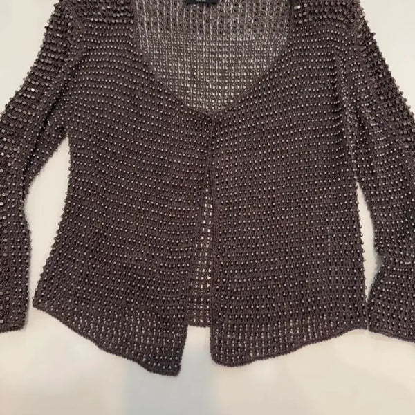 [BUNJANG] Sisley Beaded Knit Cardigan Brown / 시슬리  비즈니트 가디건 브라운