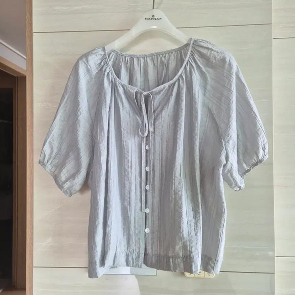 [BUNJANG] Ribbon Detail Button Blouse / 너무시원한 블라우스