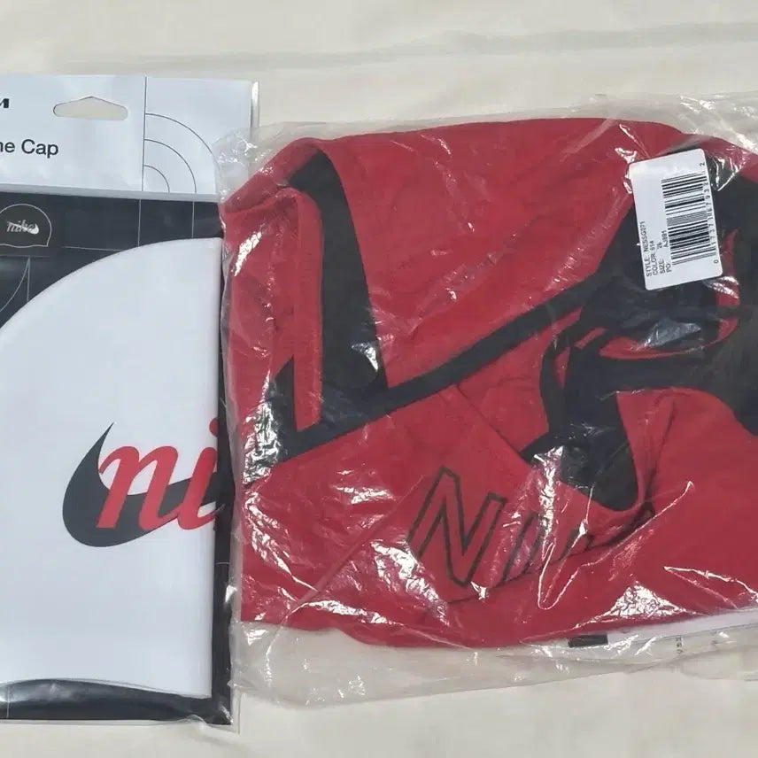 [BUNJANG] Nike Logo Cut-Out Red & Red Swoosh Swim Cap Set / 나이키 로고컷아웃 레드 26+레드 스우시 수모 새상품 일괄판매