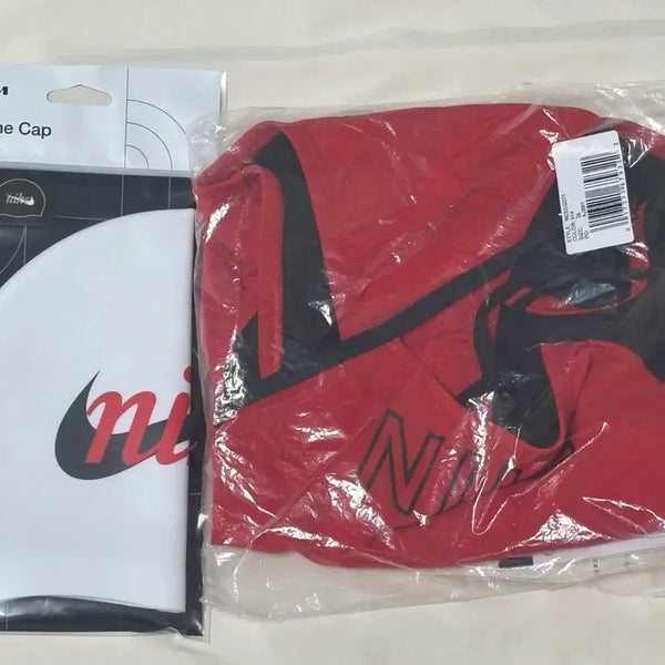 [BUNJANG] Nike Logo Cut-Out Red & Red Swoosh Swim Cap Set / 나이키 로고컷아웃 레드 26+레드 스우시 수모 새상품 일괄판매