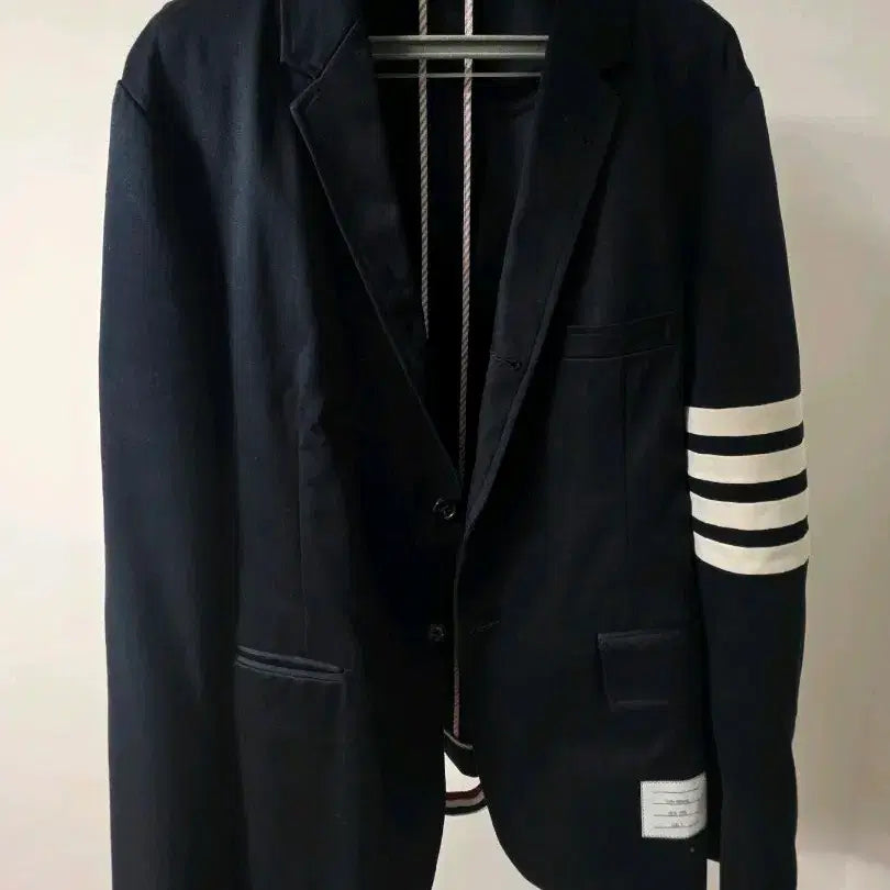 [BUNJANG] Thom Browne Navy Cotton Blazer with Diagonal Stripe Armband / 톰브라운 사선완장 네이비 코튼 블레이저