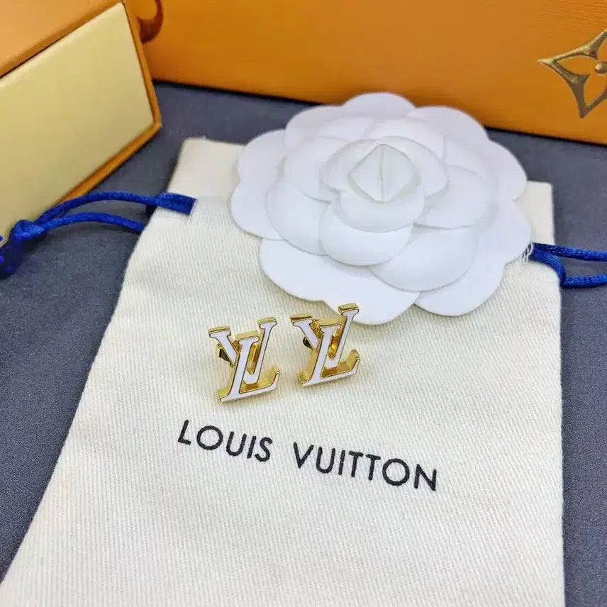 [BUNJANG] Louis Vuitton Iconic Logo Enamel Gold Earrings / 루이비통 아이코닉 로고 에나멜 골드 귀걸이 여성용
