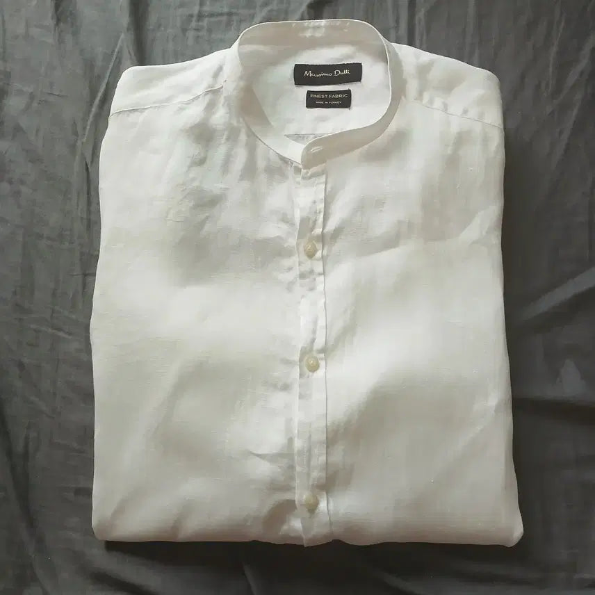 [BUNJANG] Massimo Dutti High Neck Linen Solid Shirt / 마시모두띠 하이넥 린넨 솔리드 셔츠