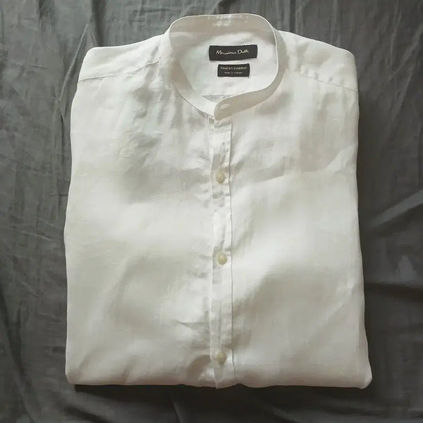 [BUNJANG] Massimo Dutti High Neck Linen Solid Shirt / 마시모두띠 하이넥 린넨 솔리드 셔츠