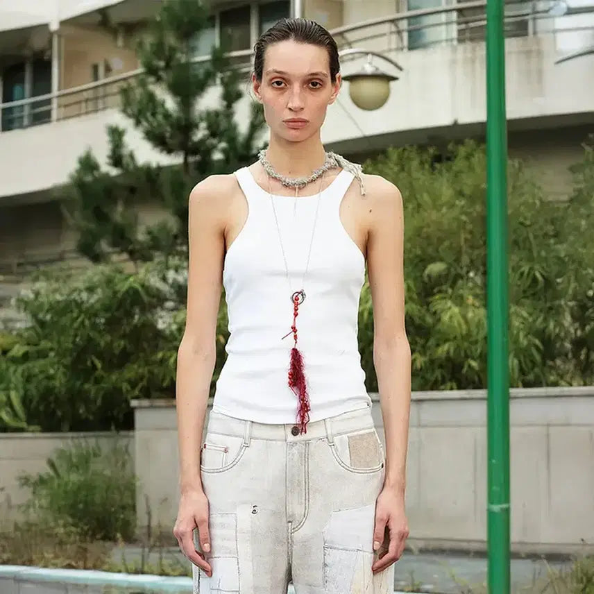 [BUNJANG] Open YY Racer Tank Top (White) / 오픈와이와이 YY RACER TANK (WHITE)