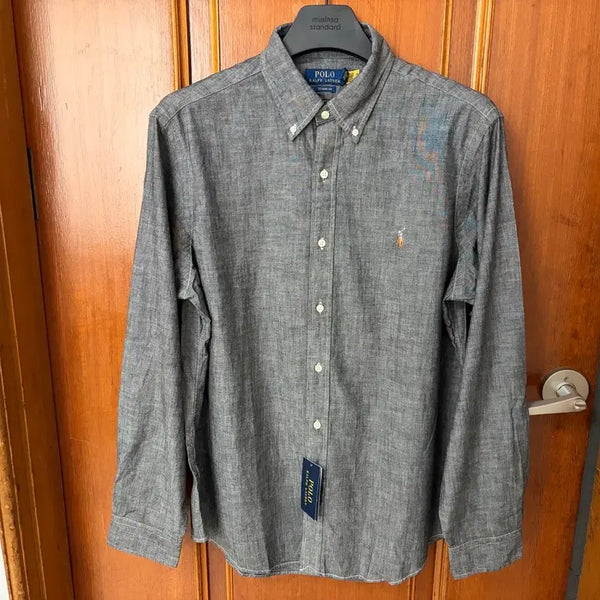 [BUNJANG] Polo Ralph Lauren Chambray Denim Shirt Dark Grey L / 폴로 랄프로렌 샴브레이 데님 셔츠 (다크그레이, L)