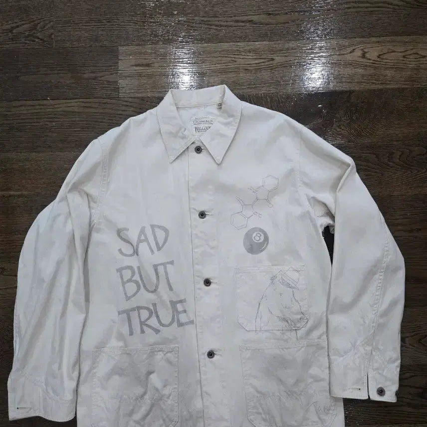 [BUNJANG] Full Count Work Jacket White Graphic Print / 풀카운트 워크자켓