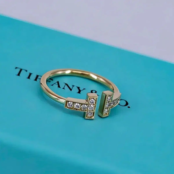 [BUNJANG] Tiffany & Co. T Collection Coil Ring with Diamonds, Adjustable Size 13 / 티파니 T 다이아 코일 조절반지 여성 13호