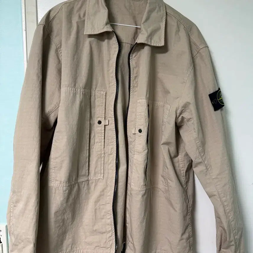 [BUNJANG] Stone Island Overshirt Beige / (L) 스톤아일랜드 오버셔츠 105 베이지