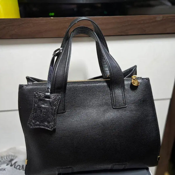 [BUNJANG] Anna Sui Black Bamboo Handle Cowhide Leather Tote Bag / ANNA SUI 블랙 뱀부 핸들 소가죽 토트백