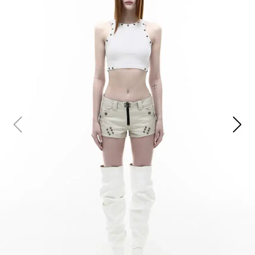 [BUNJANG] Opus 0012 Villain Leather Micro Pants - Ivory / 오퍼스0012 VILLAIN LEATHER MICRO PANTS 아이보리