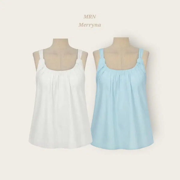 [BUNJANG] Merryna Shirring Sleeveless Blouse 2 Colors / [빠른배송] 셔링 나시 블라우스 2color