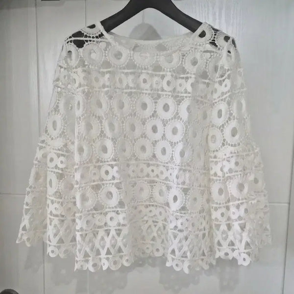 [BUNJANG] White Lace Blouse / 레이스 블라우스 흰색