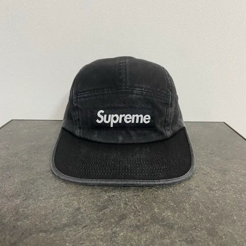[BUNJANG] Supreme Box Logo Washed Black Camp Cap SS25 / (OS) 슈프림 박스로고 캠프캡 모자 25SS 워시드 블랙