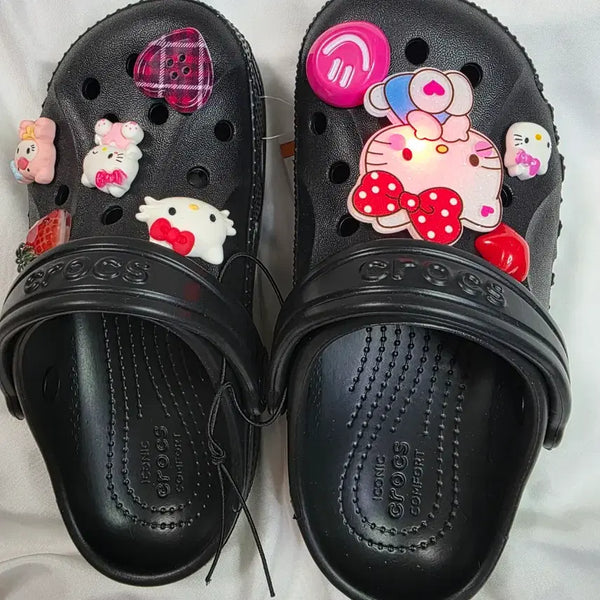 [BUNJANG] LED Kitty Cat Shoe Charms Heart Button / LED 키티 고양이 신꾸 신발꾸미기 파츠 하트 단추