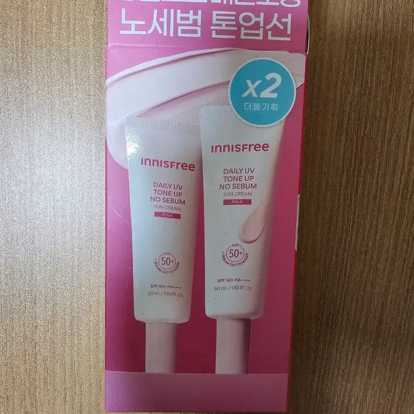 [BUNJANG] Innisfree Daily UV Tone-Up No-Sebum Sunscreen SPF50+ PA++++ 50ml Double Set / 이니스프리 데일리 유브이 톤업 노세범 선크림 50ml 더블 기획