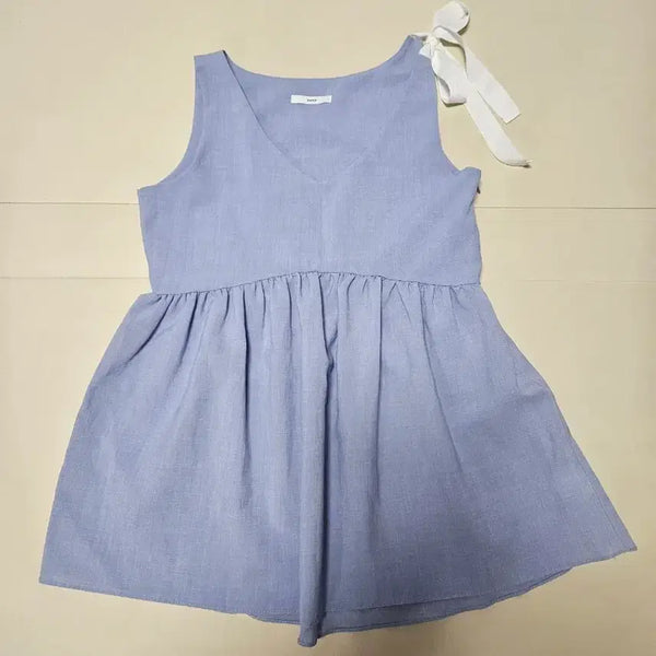 [BUNJANG] Light Blue Ribbon Bustier Top / 하늘색 리본 끈 뷔스티에