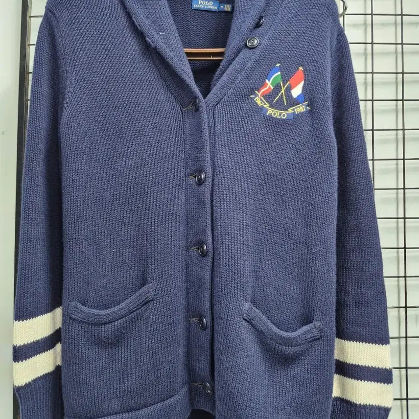 [BUNJANG] Polo Ralph Lauren Shawl Collar Knit Cardigan Navy / 95M 폴로 랄프로렌 공용 숄 카라 니트 가디건 네이비