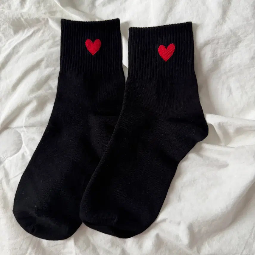 [BUNJANG] New Black Heart Socks / 새상품 :) 하트 양말 블랙컬러