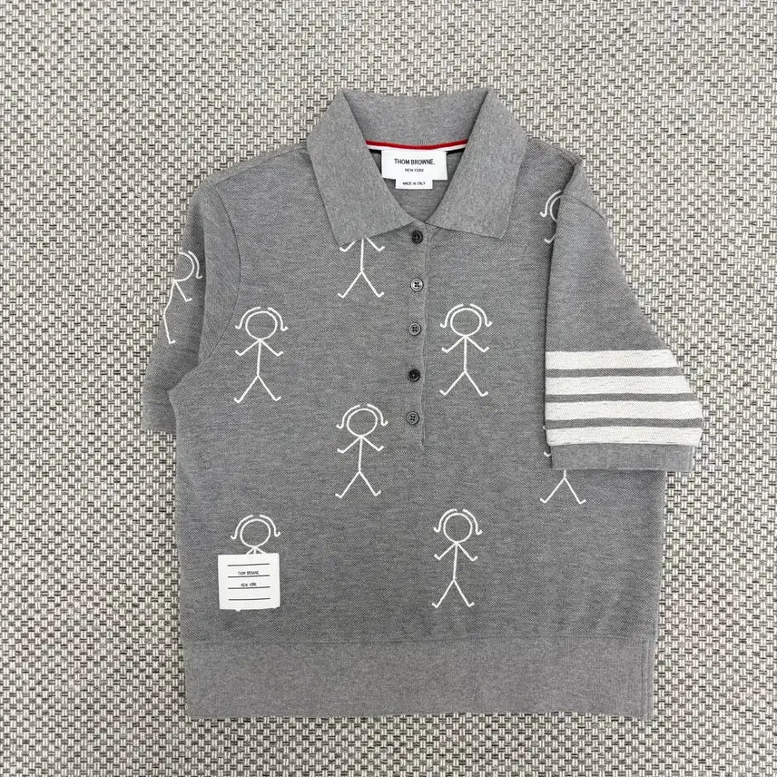 [BUNJANG] Thom Browne Striped Armband Polo T-Shirt Grey Size 40 / [40]톰브라운 사선완장 톰 pk 카라티