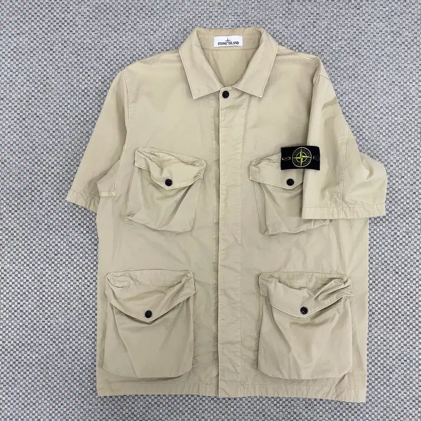 [BUNJANG] Stone Island Pocket Short Sleeve Shirt L Beige / [L]스톤아일랜드 포켓 반팔 셔츠