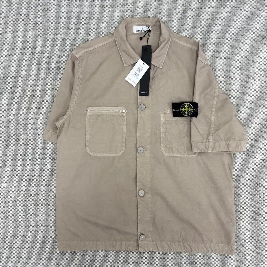 [BUNJANG] Stone Island Pocket Short Sleeve Shirt M Beige / [M]스톤아일랜드 포켓 반팔 셔츠
