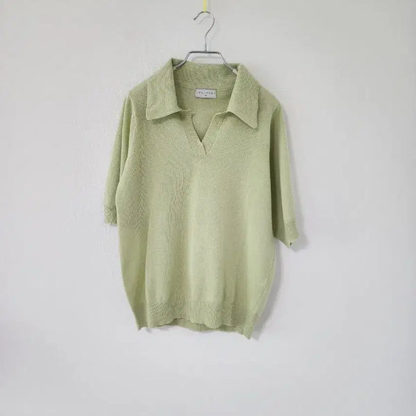 [BUNJANG] Slowand Olive Short-Sleeve Knit / 슬로우앤드 쿨톤 올리브 반팔 니트