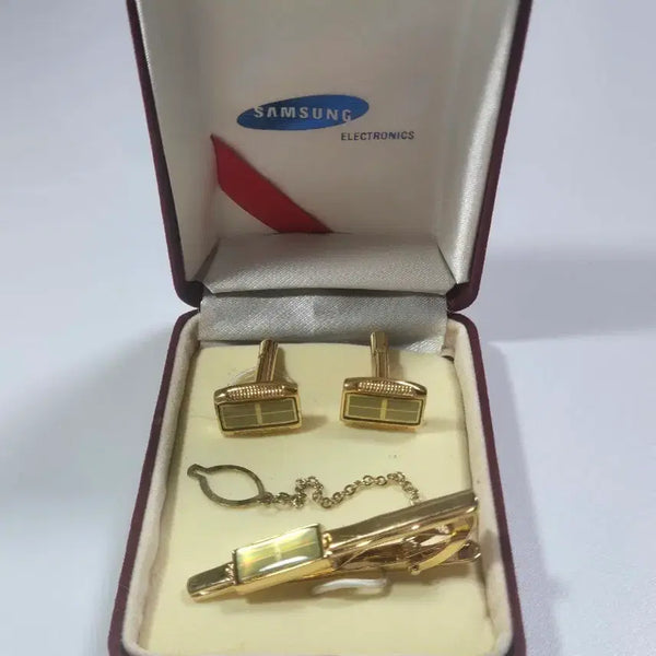 [BUNJANG] Samsung Electronics 16M DRAM Tie Pin & Cufflinks Set / 삼성전자 16M D램 넥타이핀 & 커프스 세트