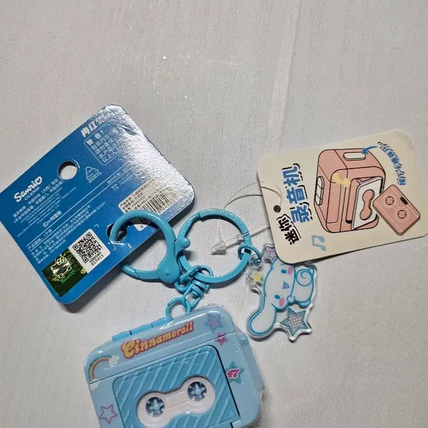 [BUNJANG] Sanrio Official Cassette Tape Voice Recorder Keychain - Cinnamoroll / 새상품) 산리오 정품 카세트 녹음기 키링 시나모롤