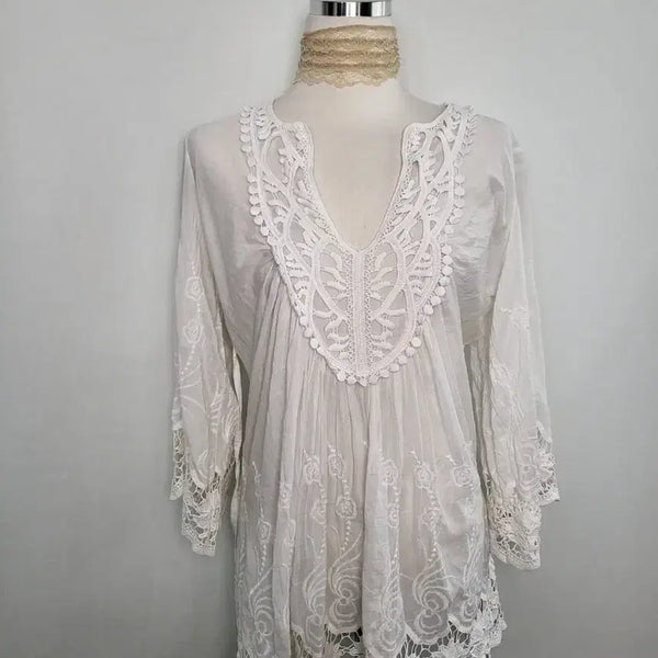 [BUNJANG] Vintage Made White Lace Blouse / 빈티지 마데 화이트 블라우스