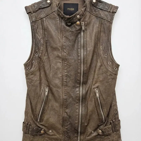[BUNJANG] Maje Lambskin Rider Vest / 마쥬 양가죽 라이더 베스트 1