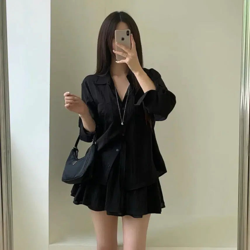 [BUNJANG] Call Flare Banding Mini Skirt Black / 콜 플레어 밴딩 미니 스커트 블랙