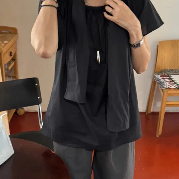 [BUNJANG] Scarf Blouse and Pants Set / 스카프 블라우스+ 바지 세트