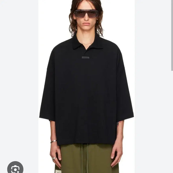 [BUNJANG] Fear of God Essentials Pique Polo T-Shirt Black M / 피어오브갓 에센셜 피케폴로 티셔츠 블랙 m