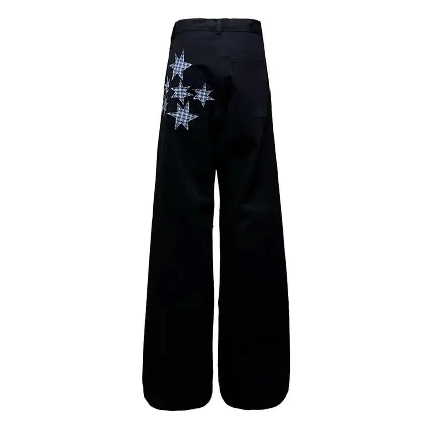 [BUNJANG] Star Appliqué Pants (Black, Size 1) / 탄산마그네슘 스타 아플리케 팬츠 (블랙/ 1size)