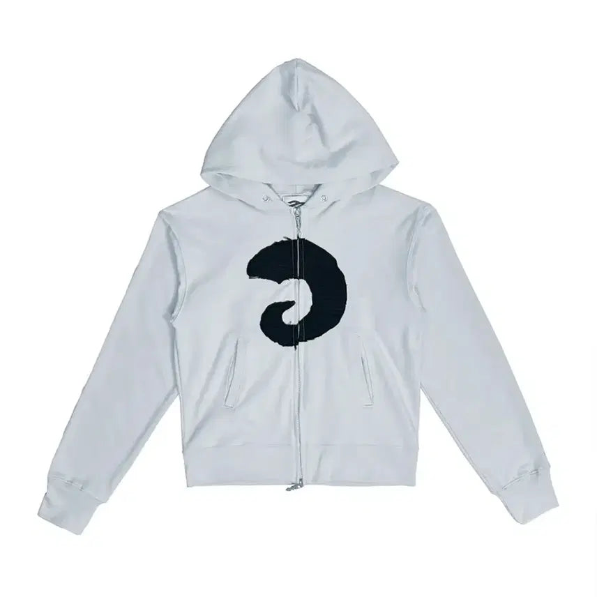 [BUNJANG] Magnesium Carbonate Appliqué Hooded Zip-Up Sweatshirt (Sky Blue/Women) / 탄산마그네슘 혼 아플리케 후드집업 (스카이블루/ WOMEN)