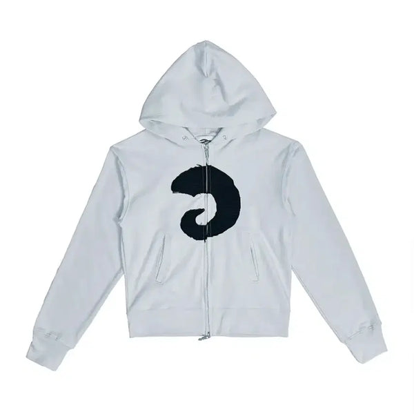 [BUNJANG] Magnesium Carbonate Appliqué Hooded Zip-Up Sweatshirt (Sky Blue/Women) / 탄산마그네슘 혼 아플리케 후드집업 (스카이블루/ WOMEN)