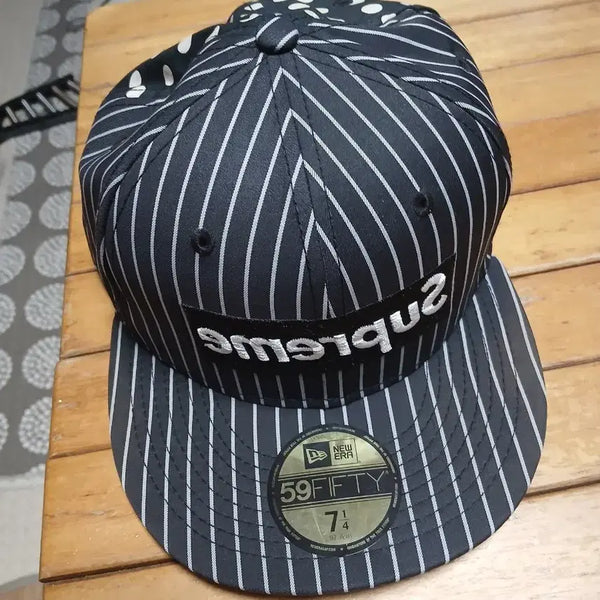 [BUNJANG] Supreme New Era 59FIFTY Pinstripe Cap / 슈프림 뉴에라 59FIFTY 핀스트라이프 캡