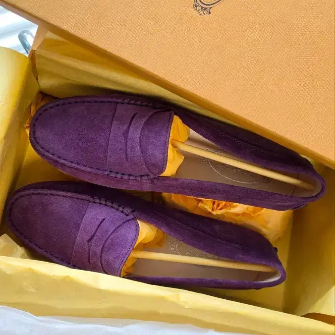 [BUNJANG] Tod's Purple Suede Penny Loafers Size 37 / 토즈 퍼플 스웨이드 페니 로퍼 37사이즈
