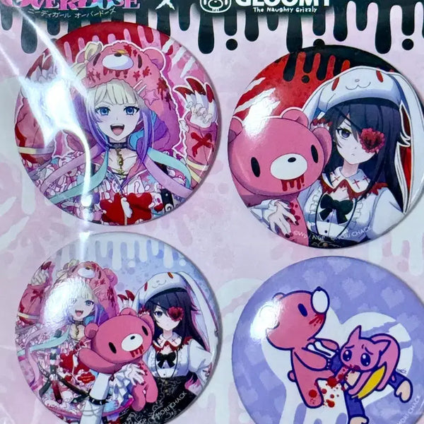 [BUNJANG] Need Girl Overdose x Gloomy Bear Collaboration Can Badge Set (4 Types) / 니디걸오버도즈 x 글루미베어 캔뱃지 4종 세트