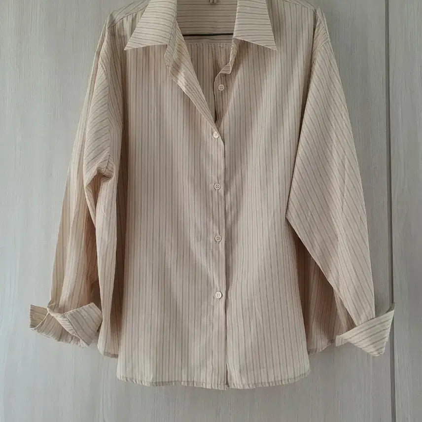 [BUNJANG] Seymour Stripe Shirt Pink Beige / 시모어 스트라이프 셔츠 핑크베이지