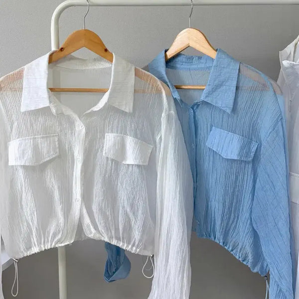 [BUNJANG] Shirring Hem Cardigan / 셔츠 가디건 살안타 봄 여름 가디건 얇은