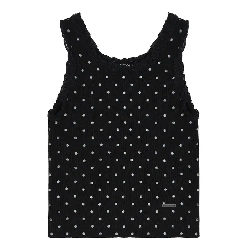 [BUNJANG] NICK&NICOLE Dot Lace Sleeveless Top Black / 닉앤니콜 도트 슬리브리스 나시 DOT LACE SLEEVELESS TOP