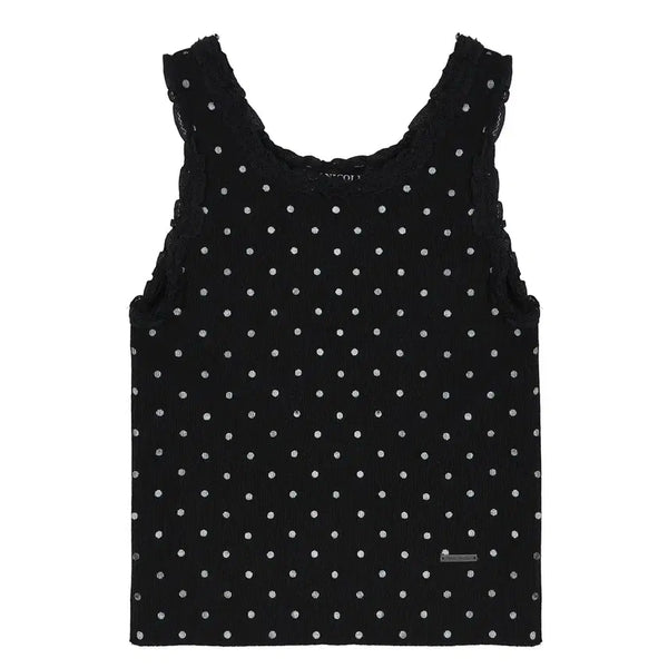 [BUNJANG] NICK&NICOLE Dot Lace Sleeveless Top Black / 닉앤니콜 도트 슬리브리스 나시 DOT LACE SLEEVELESS TOP
