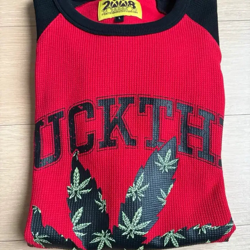 [BUNJANG] Fuckthisindustry2008 Waffle Long Sleeve T-Shirt - Red/Black, L / fuckthisindustry2008 와플슬리브 L