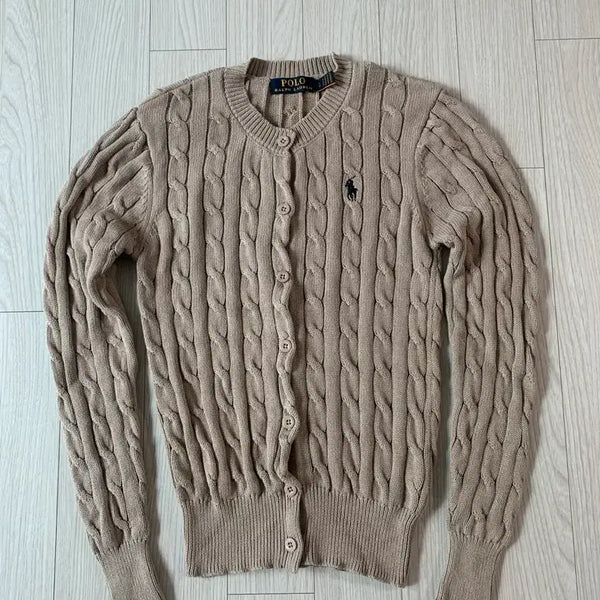 [BUNJANG] Polo Ralph Lauren Cable Knit Cardigan Beige / 폴로 랄프로렌 케이블 니트 가디건 베이지