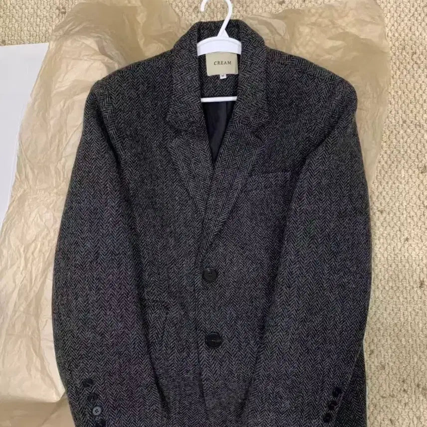[BUNJANG] Cream Herringbone Jacket / 크림 헤링본 자켓