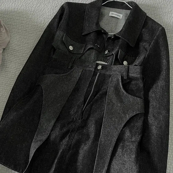 [BUNJANG] Adves Denim Setup Jacket and Skirt Set / 아드베스 데님 셋업