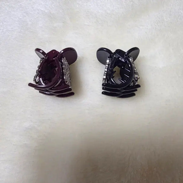 [BUNJANG] Mini Cubic Hair Claw Clip (Wine/Black) / 큐빅 머리 집게핀 와인색/블랙
